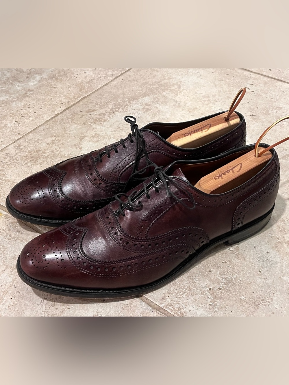 Allen Edmonds McAllister Mens 10 D Brown Leather Wingtip Oxfords Dress Shoes EUC
